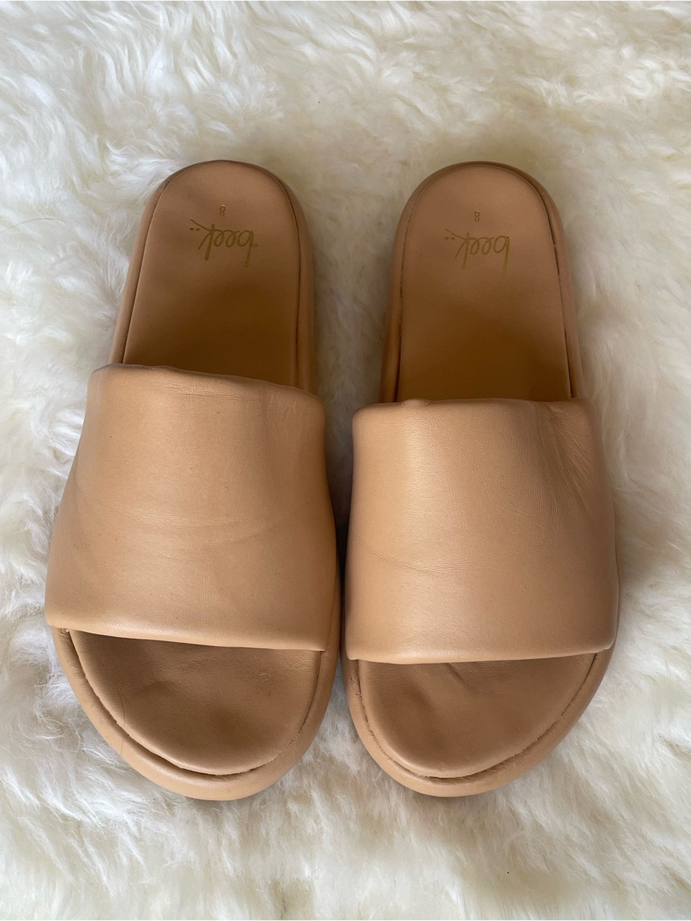 beek Tan Padded Slide Sandals